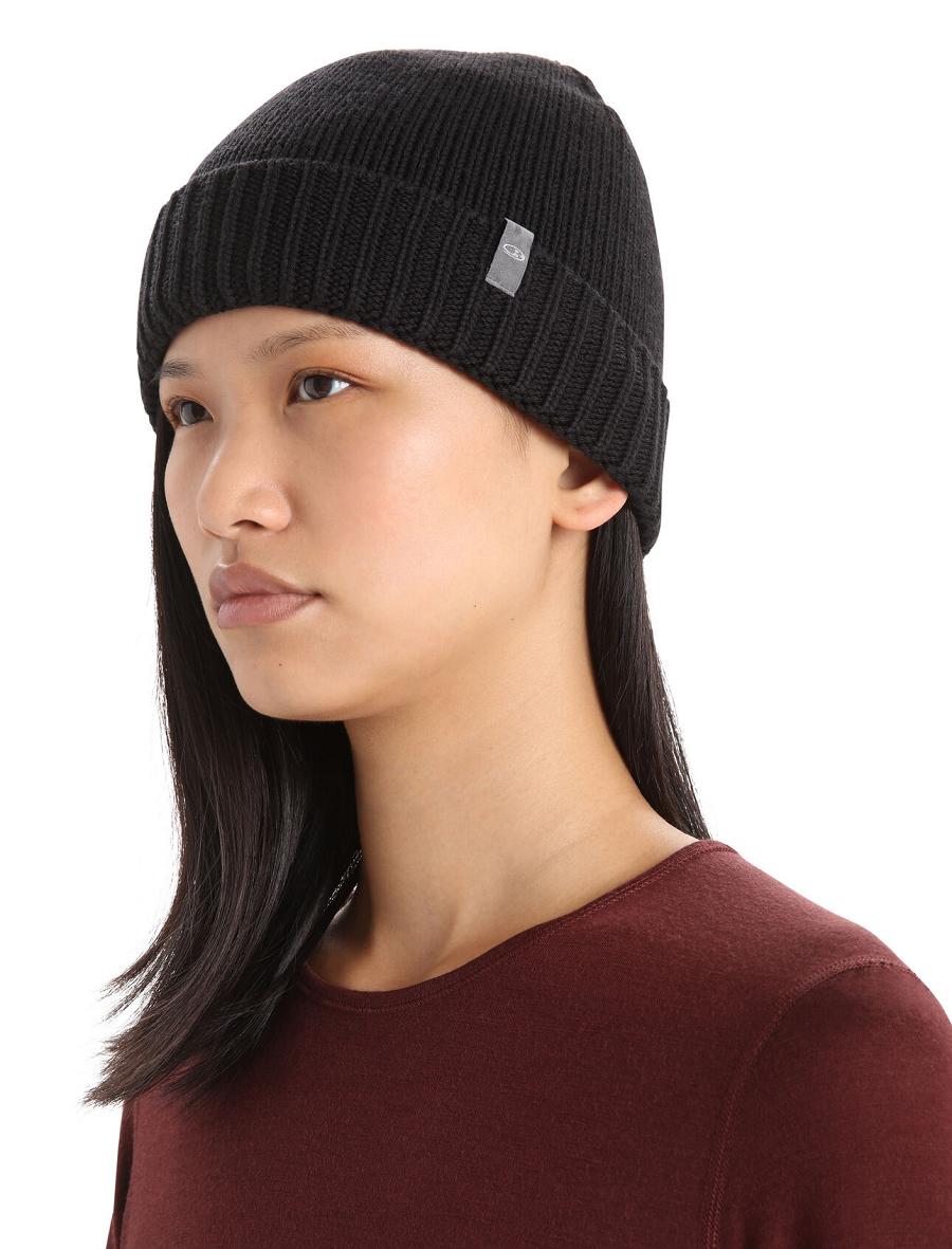 Icebreaker Unisex Merino Vela Cuff Beanie Naisten Hatut Mustat | FI 1475VRWD